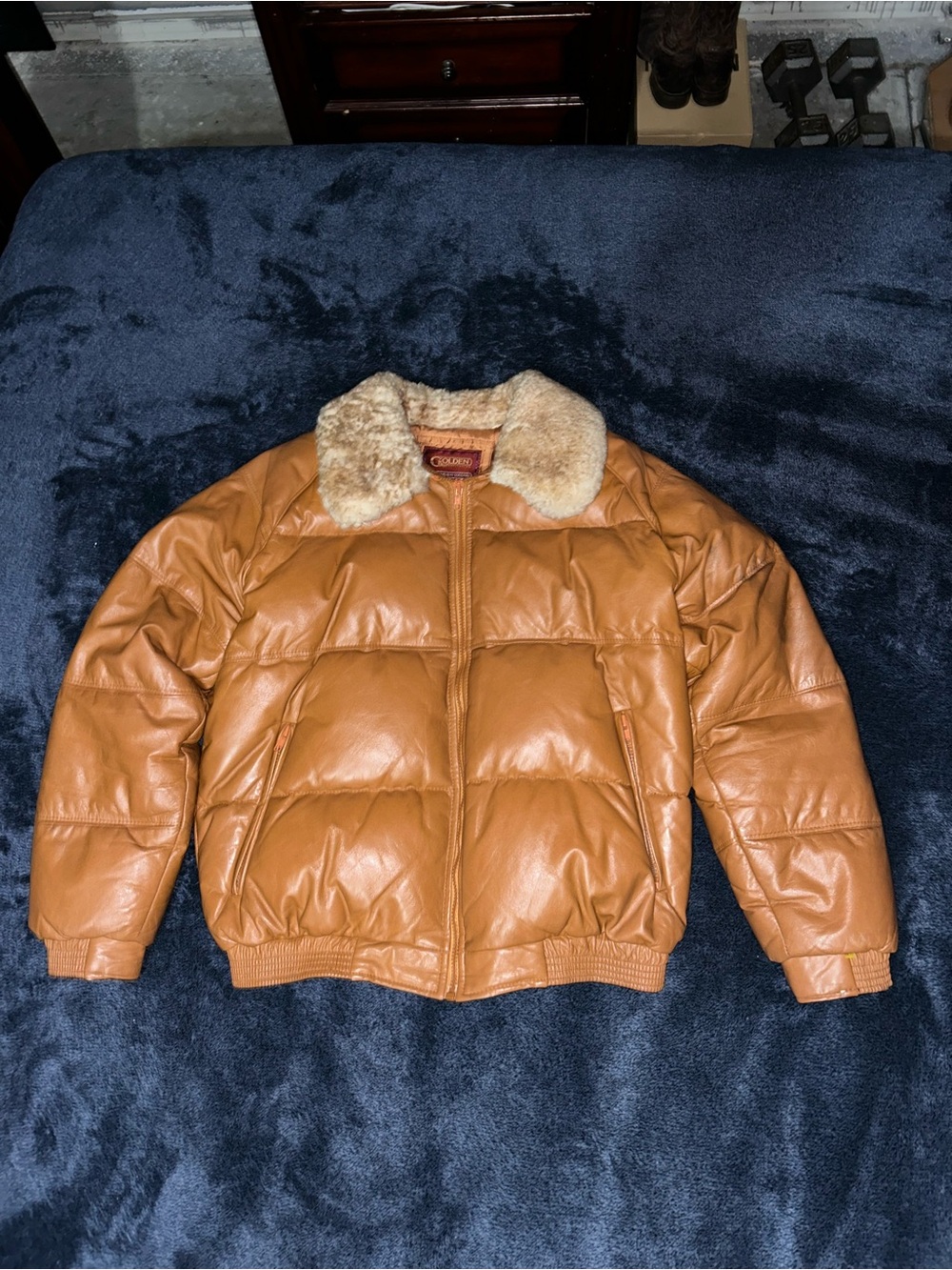 Classic Tan Puffer Jacket with Sherpa Collar